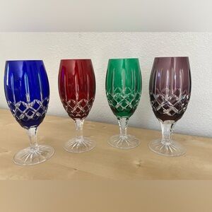 New AJKA Hungarian Leaded Crystal Iced Tea Goblets Arabella Pattern (set 4)